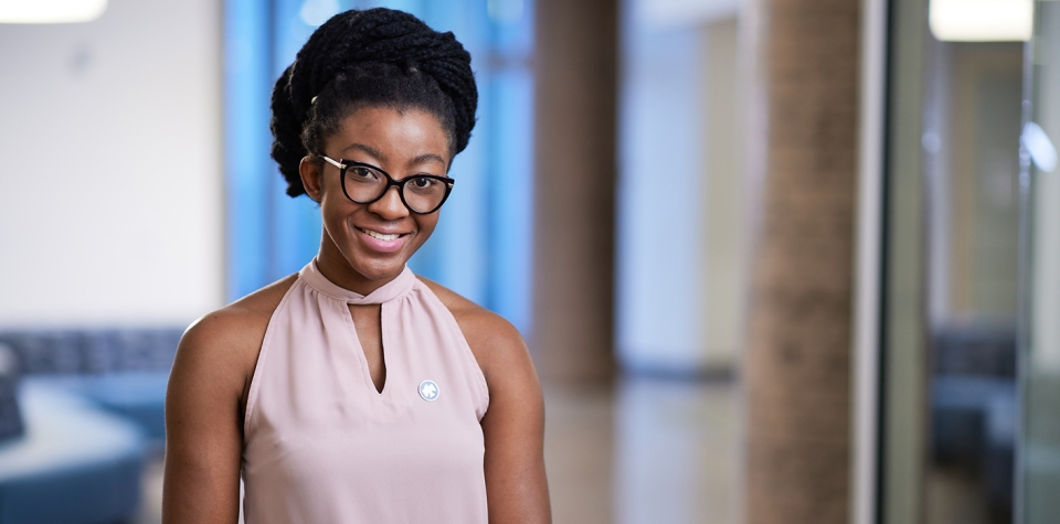 Thunderbird Undergraduate student smiling at the camera