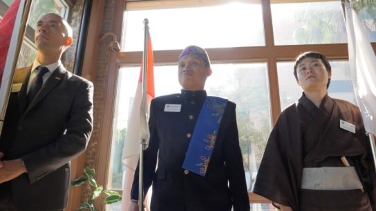 Image of Thunderbird students at a flag ceremony